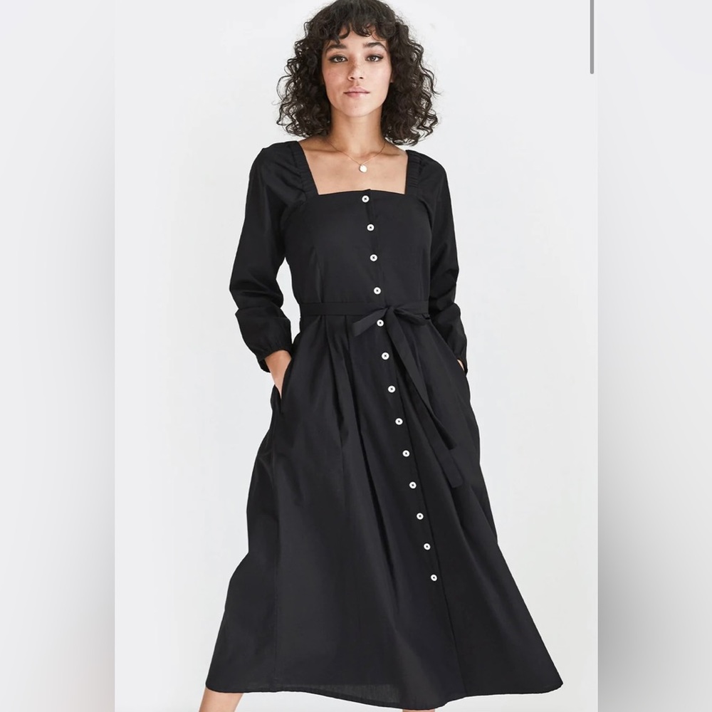 Vetta Capsule The Square Neck Midi Dress Black Size Sm